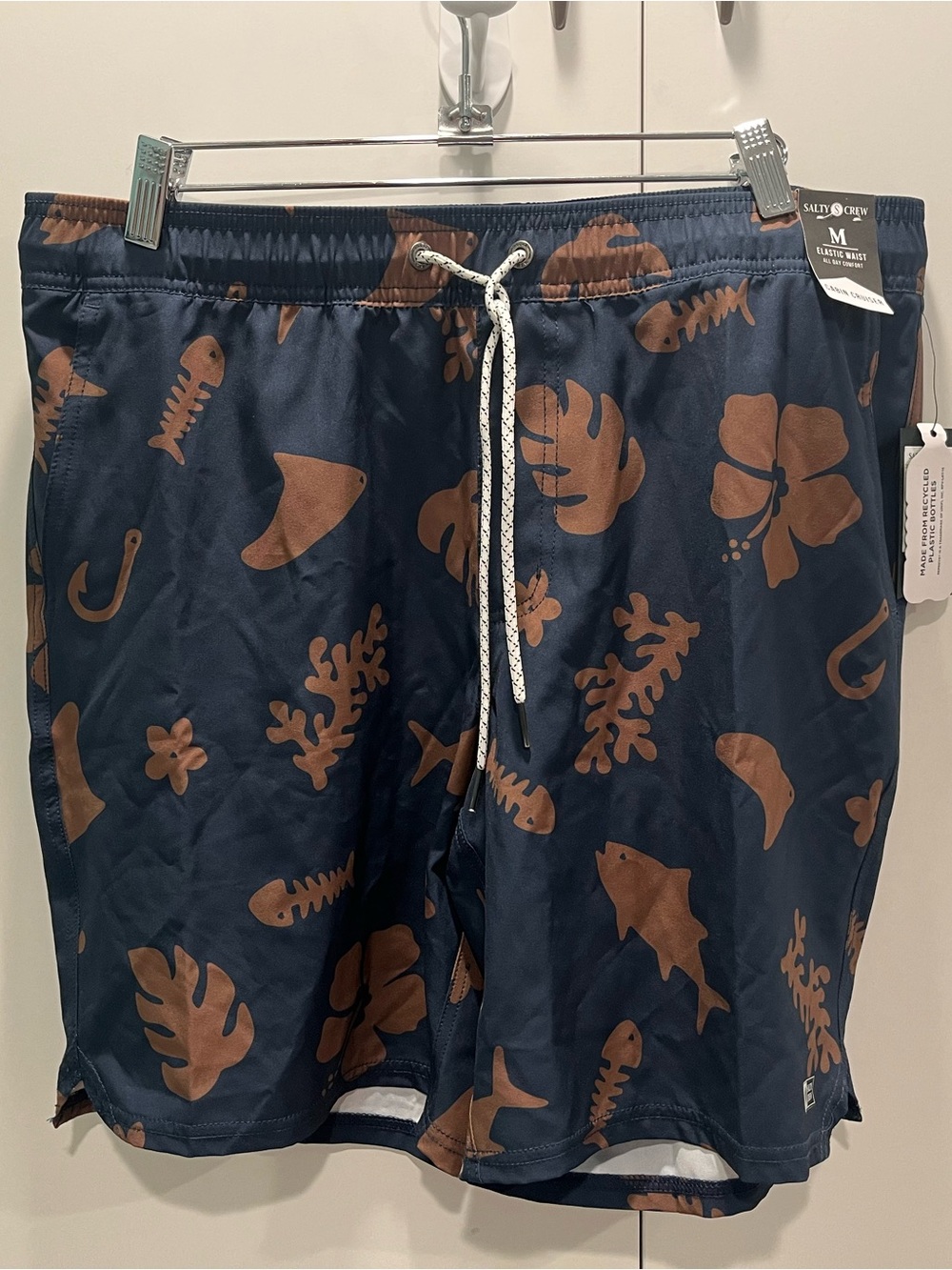 Salty Crew Navy and Brown Tropical Print Board Shorts
